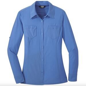 Outdoor Research Wayward Blue Button Up Shirt Hiking Camping UV Protection XS